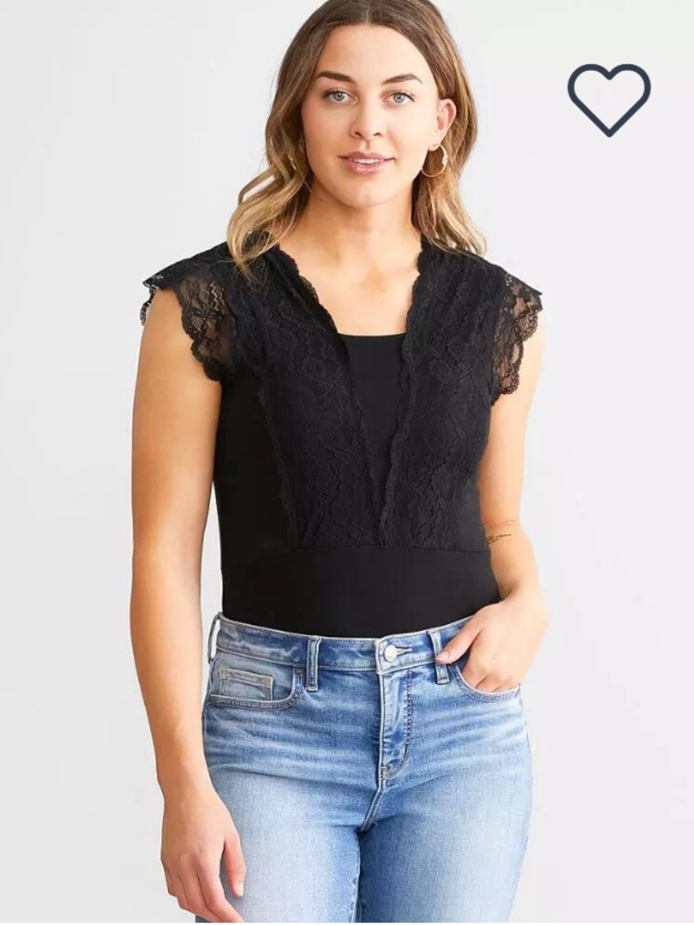 Buckle red by BKE Black Lace Sleeveless Bodysuit, Size Medium